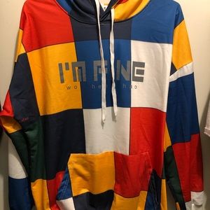 “I’m Fine” Zaful color block men’s hoodie